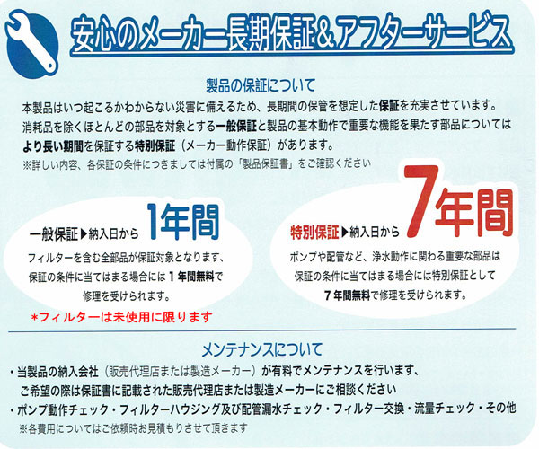 災害用浄水器 mizu-Q500 リュックタイプ 手動ポンプ式 日本製7年保証 地震緊急時の飲み水確保